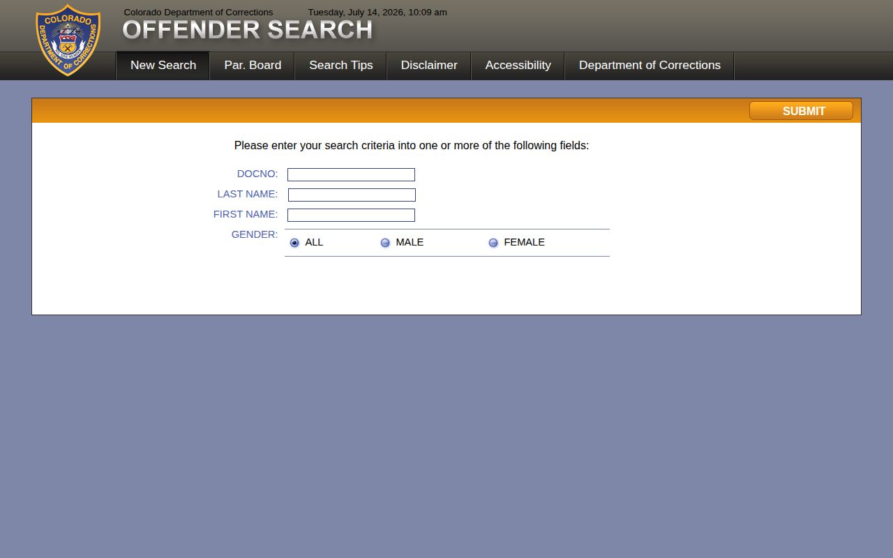 Lake County released inmates CDOC offender search fields